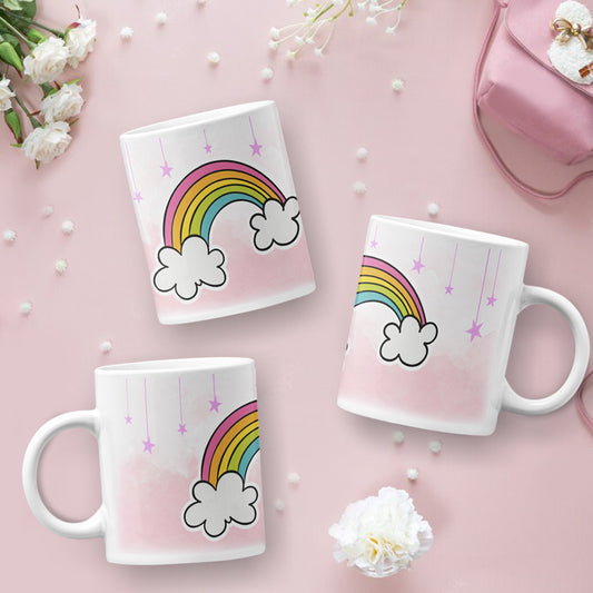 🌈✨ Κούπα Βάπτισης για Κορίτσι – Ουράνιο Τόξο & Ροζ Όνειρα! ☁️💗