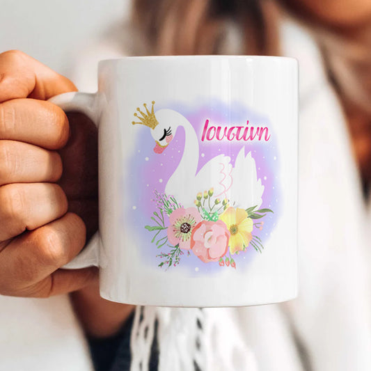 🎀 Κούπα Βάπτισης για Κορίτσι – Θέμα Κύκνος 🦢