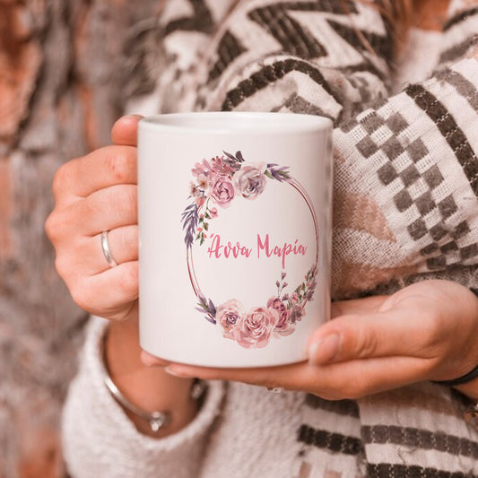 🌸✨ Κούπα Βάπτισης για Κορίτσι με Στεφανάκι από Τριαντάφυλλα ✨🌸